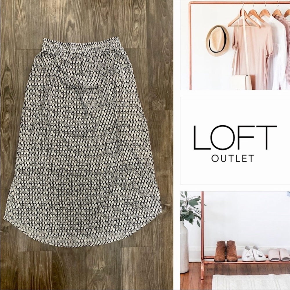 NWOT Loft outlet black and white maxi skirt